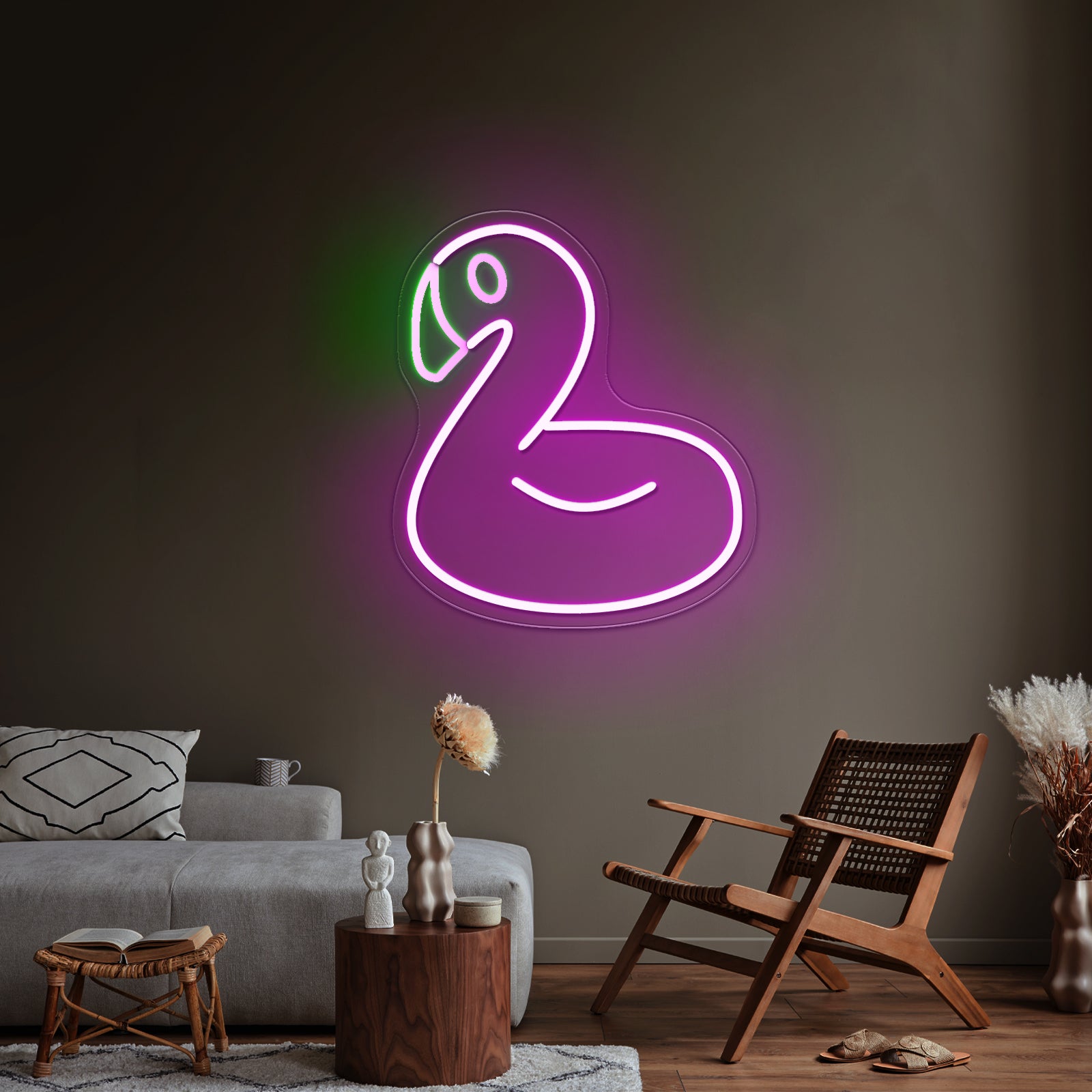 Cute Flamingo Balloon Led Neon Sign For Kids Room