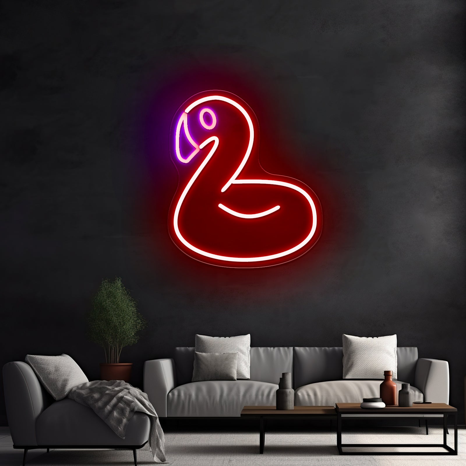 Cute Flamingo Balloon Led Neon Sign For Kids Room