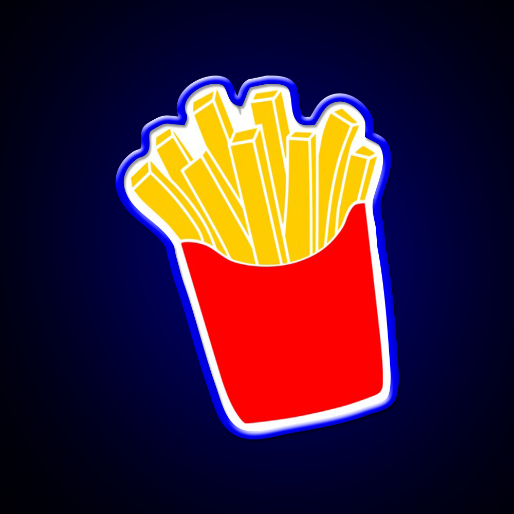 Cute Fries Fast Food Led Neon Sign For Burger Place Rgb Color