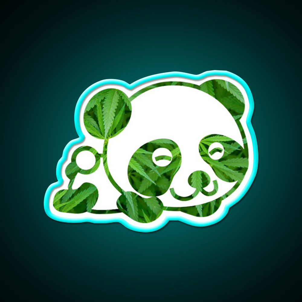 Cute Funny Panda Panda Hemp Inspired Green Leaf Led Neon Sign Rgb Color - Size and dimension reference
