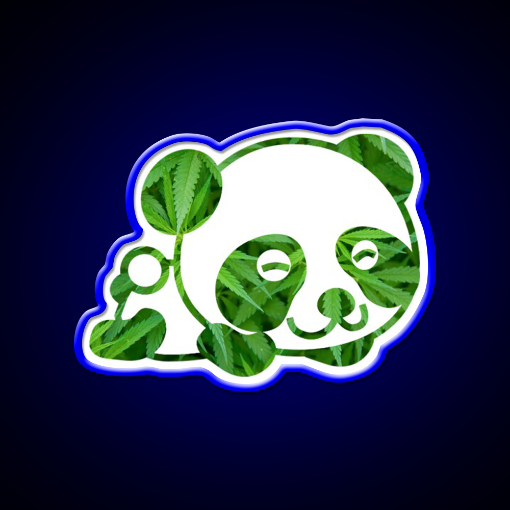 Cute Funny Panda Panda Hemp Inspired Green Leaf Led Neon Sign Rgb Color - LED neon sign view 5