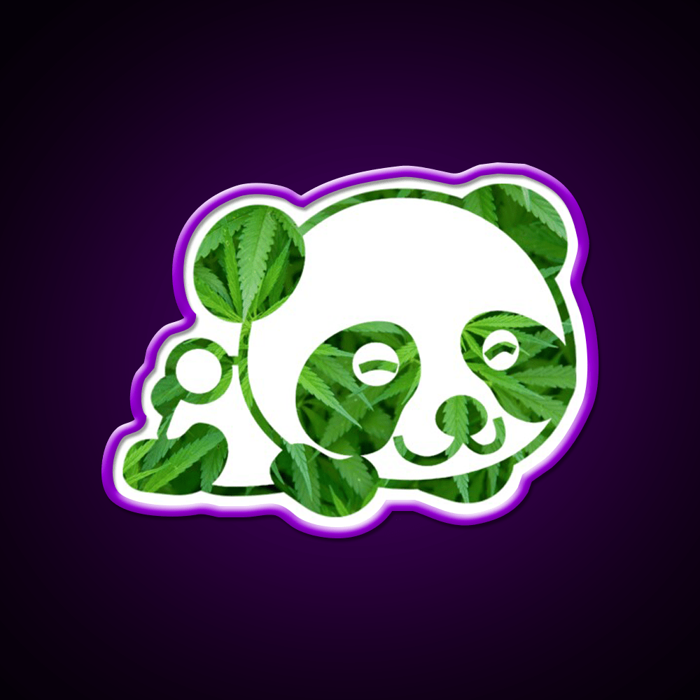 Cute Funny Panda Panda Hemp Inspired Green Leaf Led Neon Sign Rgb Color - Shineneon
