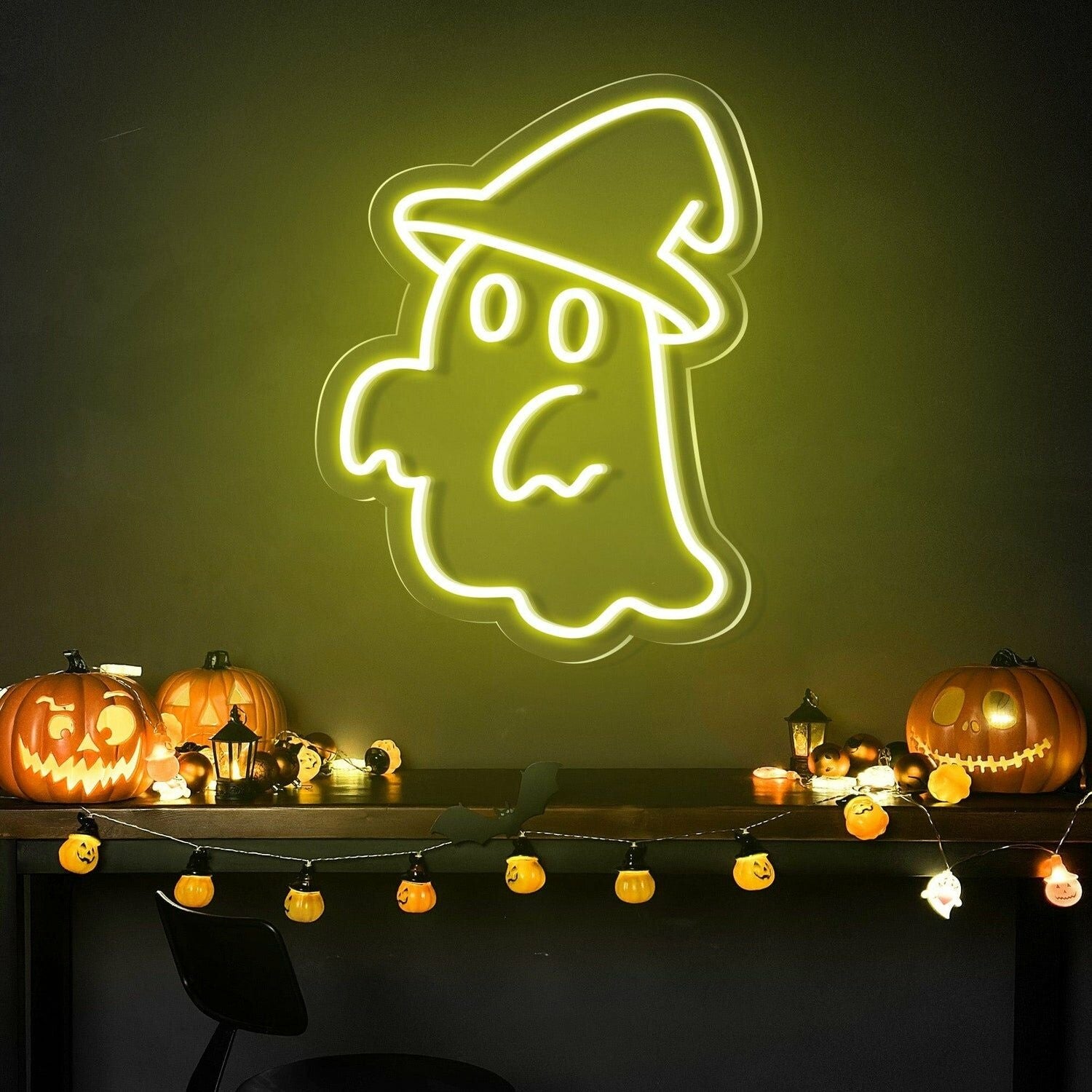 Cute Ghost Hat Halloween Neon Sign For Homes | Shineneon