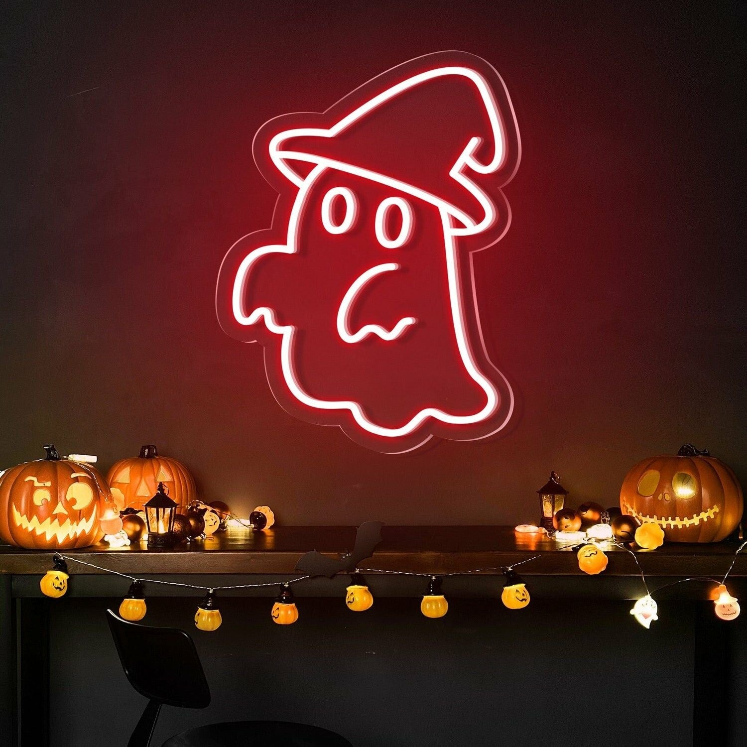 Cute Ghost Hat Halloween Neon Sign For Homes | Shineneon