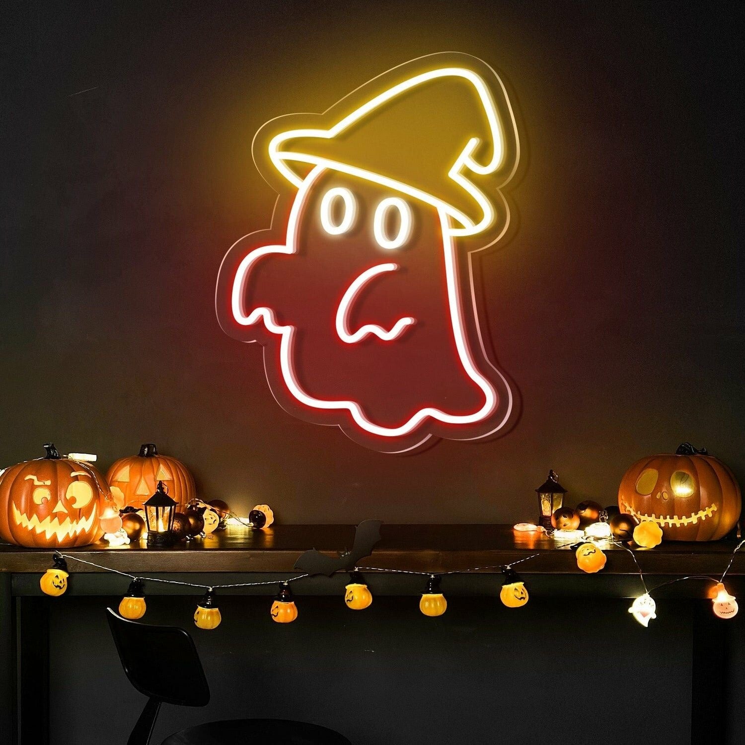 Cute Ghost Hat Halloween Neon Sign For Homes | Shineneon