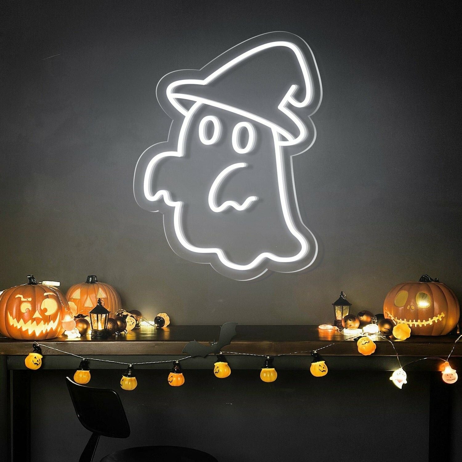 Cute Ghost Hat Halloween Neon Sign For Homes | Shineneon