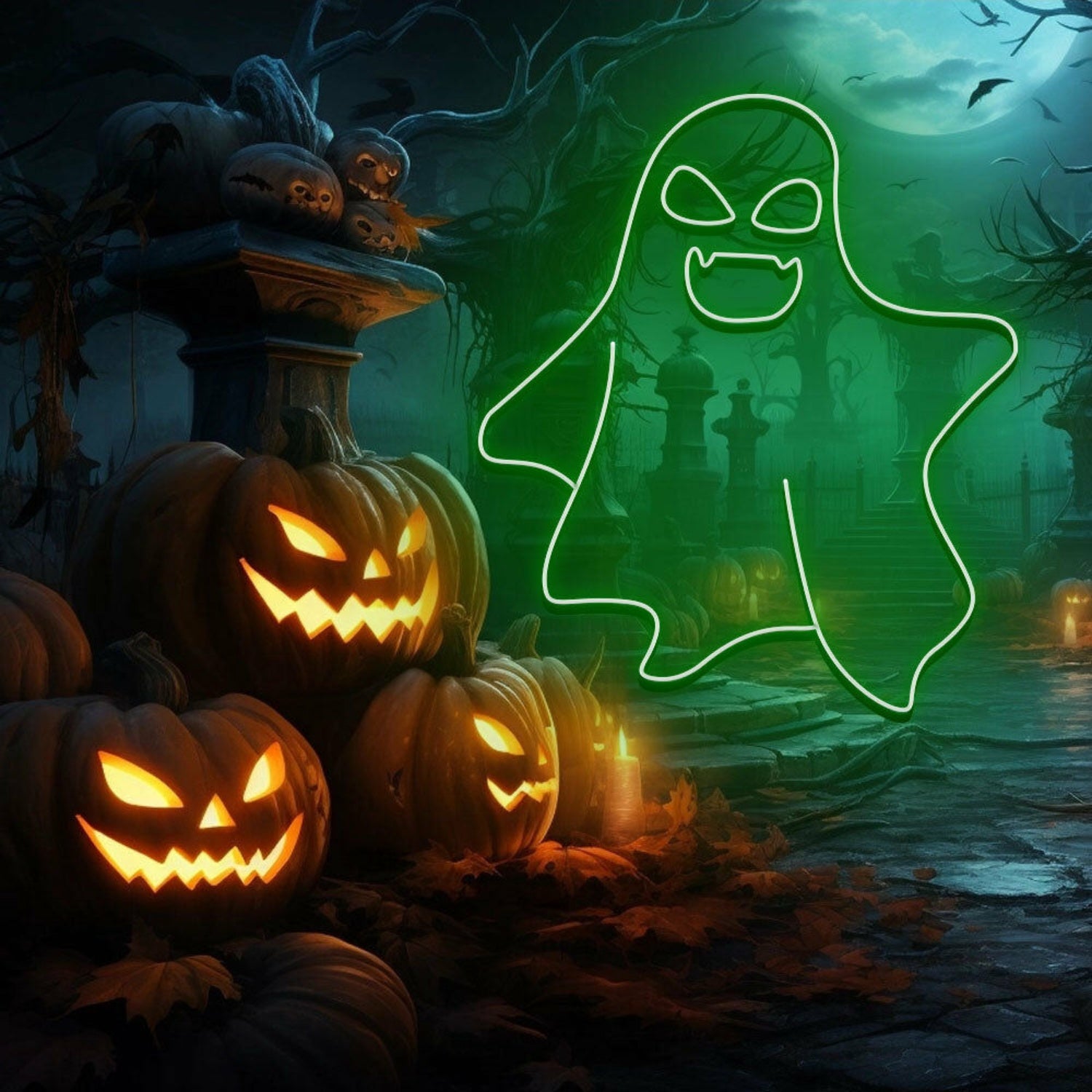 Cute Ghost Led Neon Sign Halloween Wall Art For Spooky Decoration | Shineneon