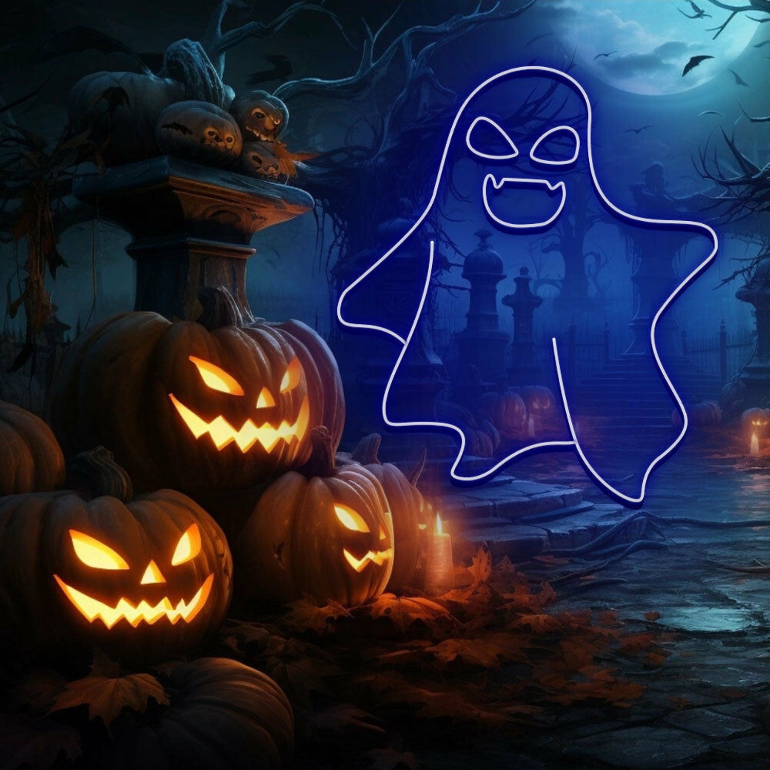 Cute Ghost Led Neon Sign Halloween Wall Art For Spooky Decoration | Shineneon