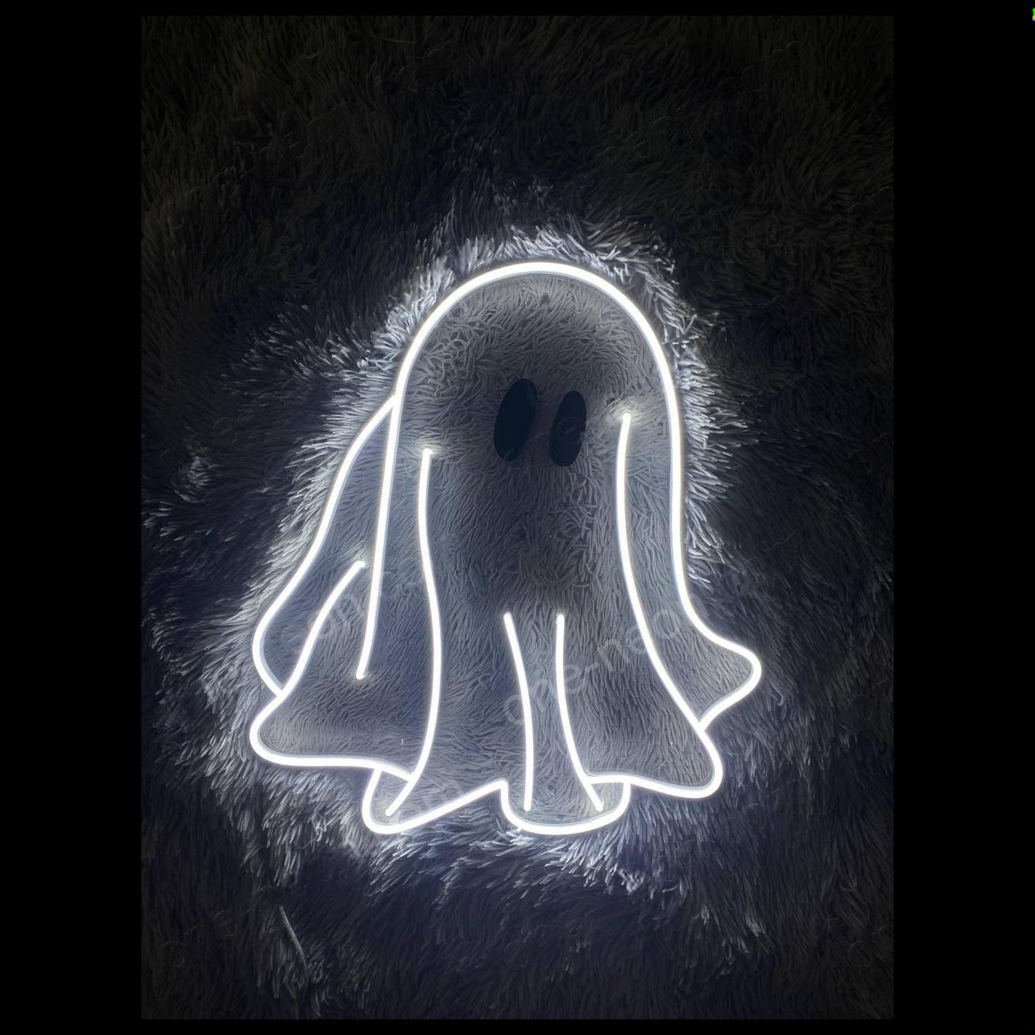 Cute Ghost White Led Neon Sign Halloween Room Decor | Shineneon