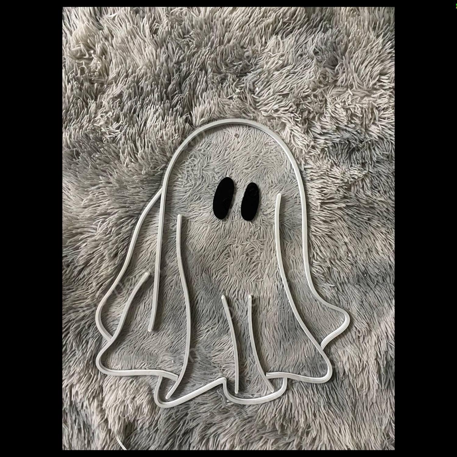 Cute Ghost White Led Neon Sign Halloween Room Decor | Shineneon