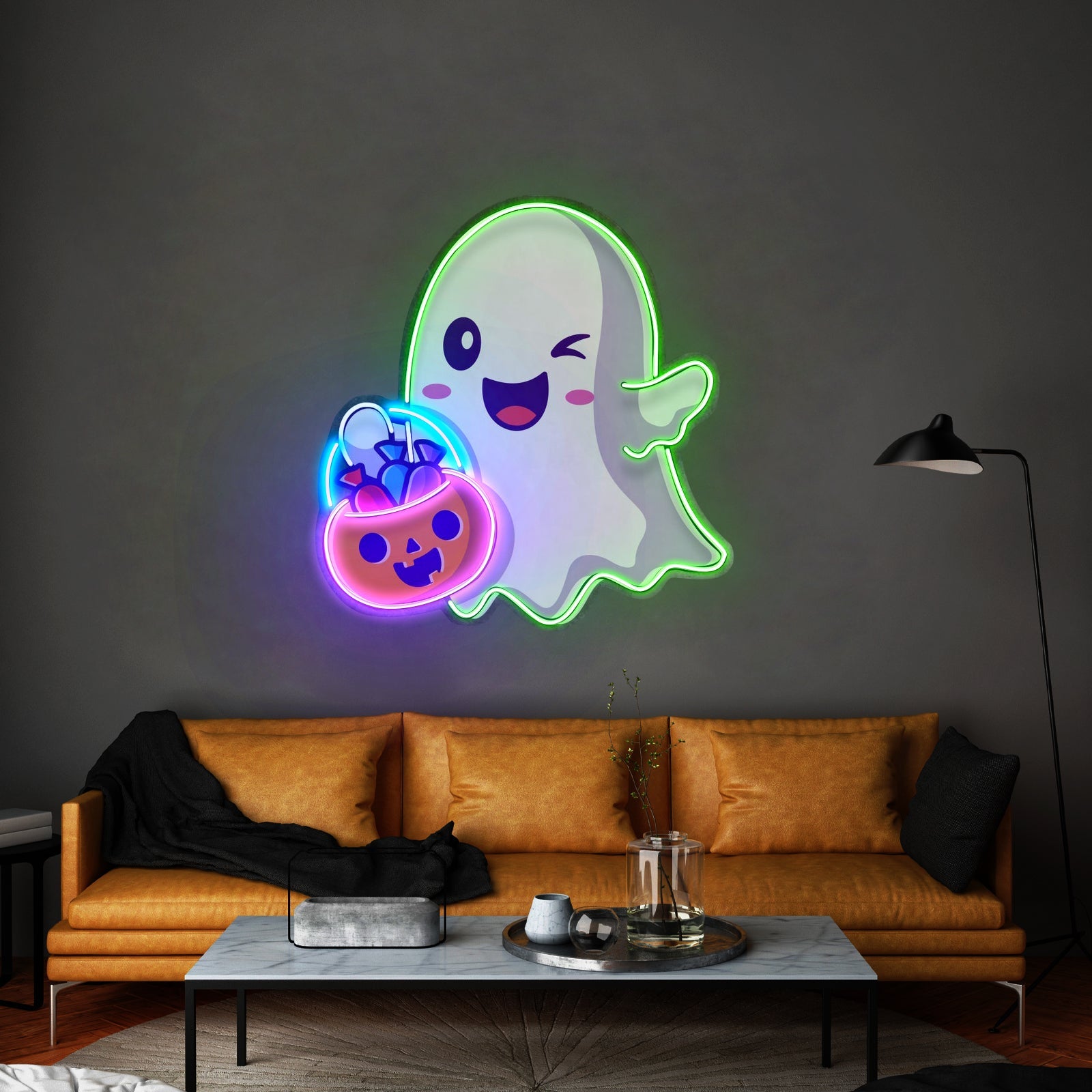 Cute Ghostface Giving Treats Led Neon Sign Light Custom Led Signs - Shineneon