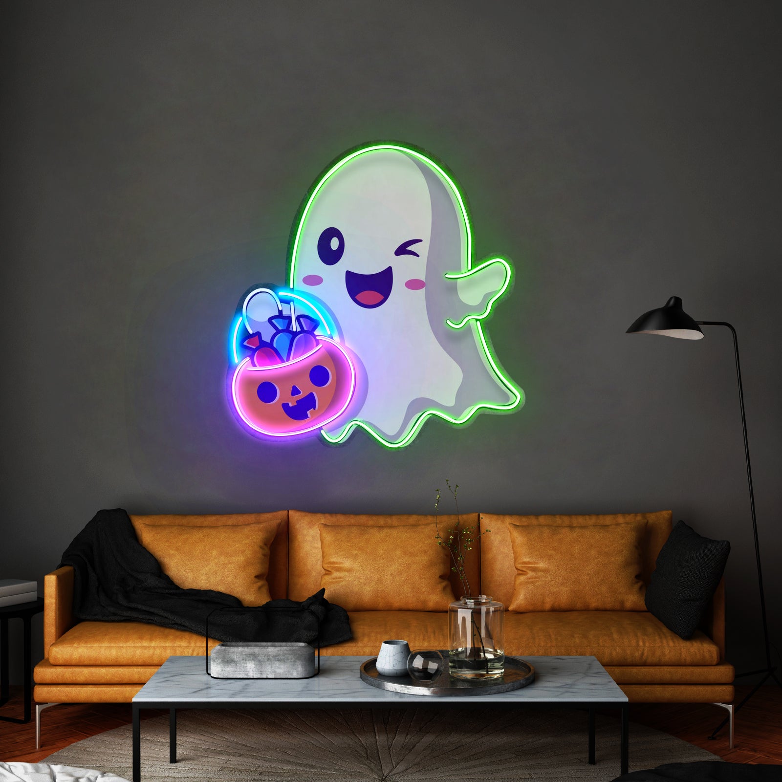 Cute Ghostface Giving Treats Led Neon Sign Light Custom Led Signs