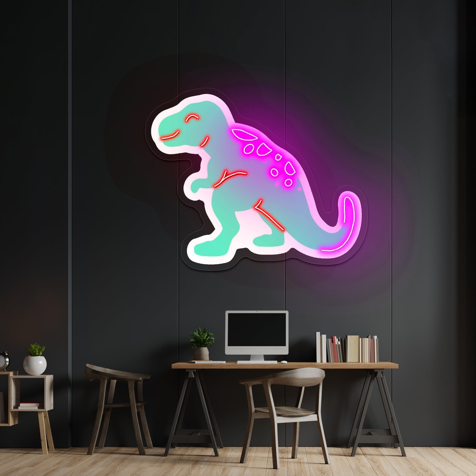 Cute Green T Rex Dinosaur Neon Signs - Shineneon