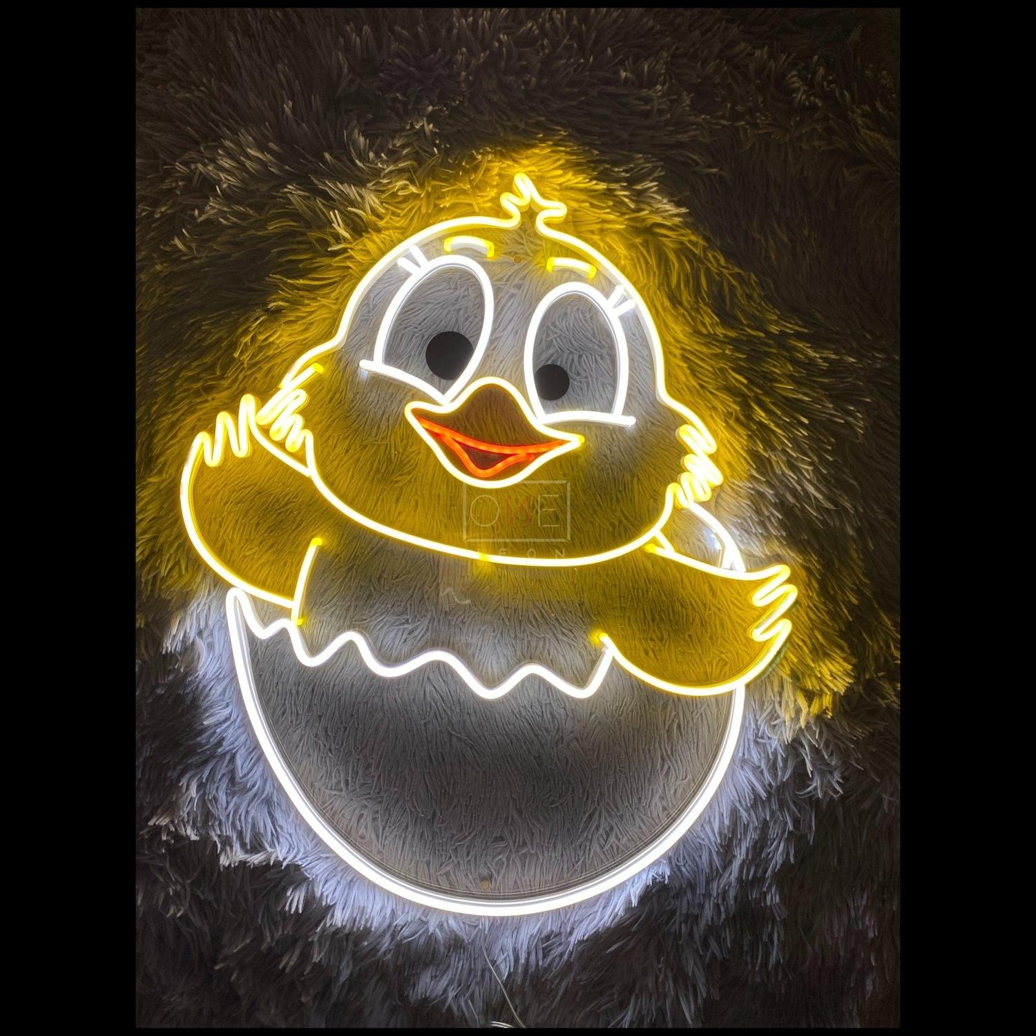 Cute Hatching Chick Yellow-White-Orange Led Neon Sign For Nursery Kids Room Decor | Shineneon