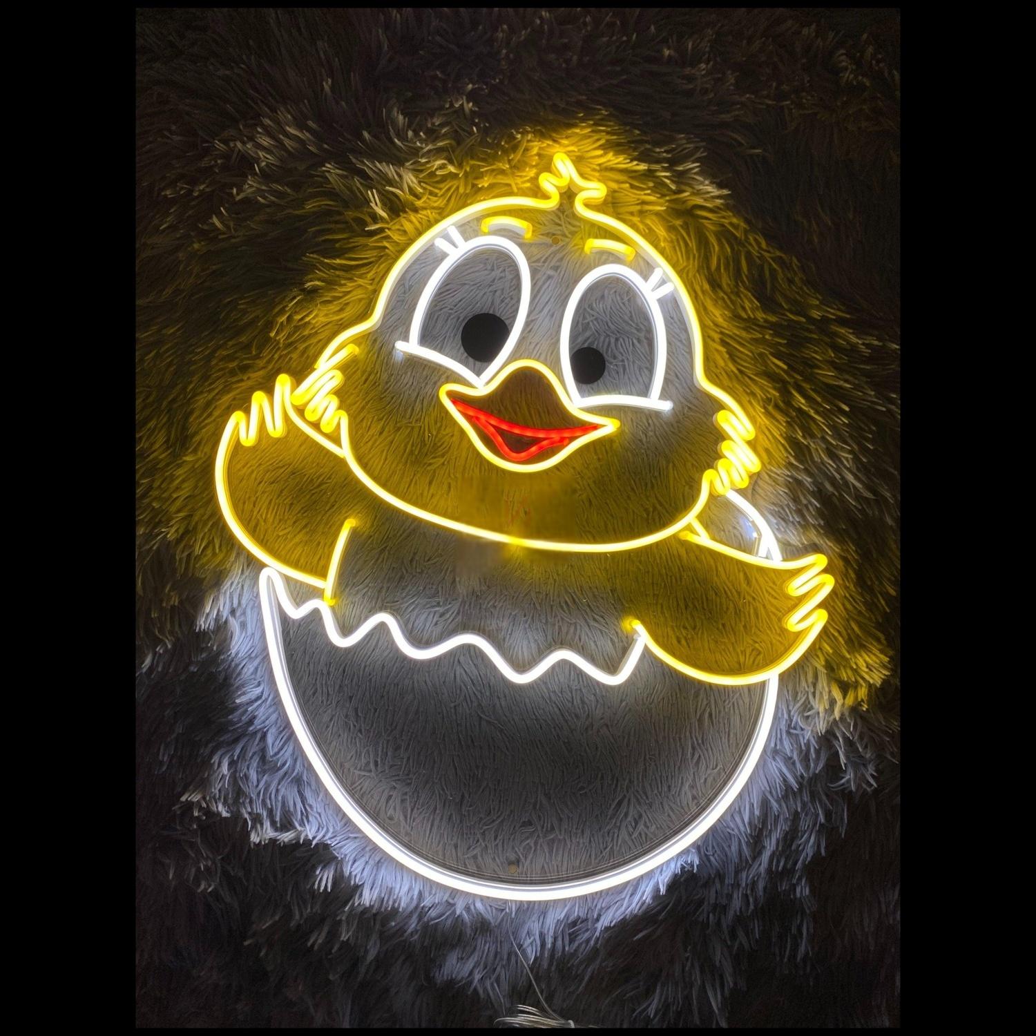 Cute Hatching Chick Yellow-White-Orange Led Neon Sign For Nursery Kids Room Decor | Shineneon