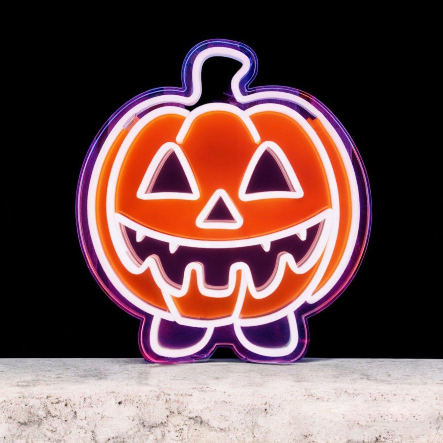 Cute Jack-O-Lantern Orange White Led Neon Sign Halloween Home Decor | Shineneon