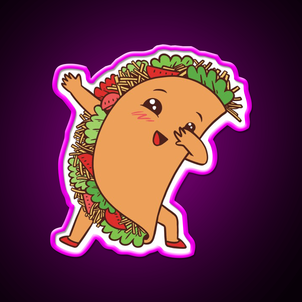 Cute Kawaii Dabbing Taco Led Neon Sign Mexican Food Sign Rgb Color - Shineneon