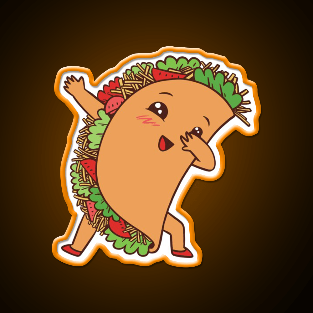 Cute Kawaii Dabbing Taco Led Neon Sign Mexican Food Sign Rgb Color - Shineneon