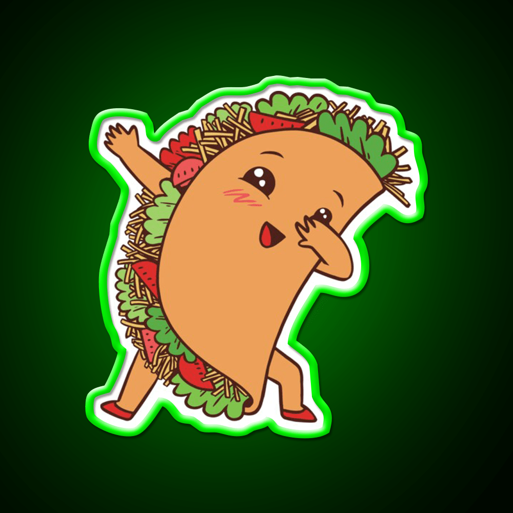 Cute Kawaii Dabbing Taco Led Neon Sign Mexican Food Sign Rgb Color - Shineneon