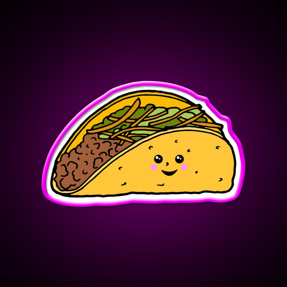 Cute Kawaii Taco Character Taco Led Neon Sign Mexican Food Sign Rgb Color - Shineneon