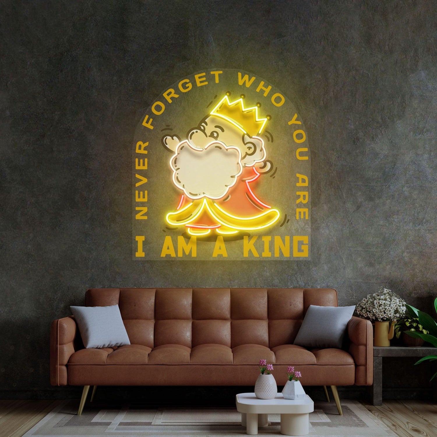 Cute King Cartoon Uv Printed Led Neon Sign With Crown For Home Decor | Shineneon