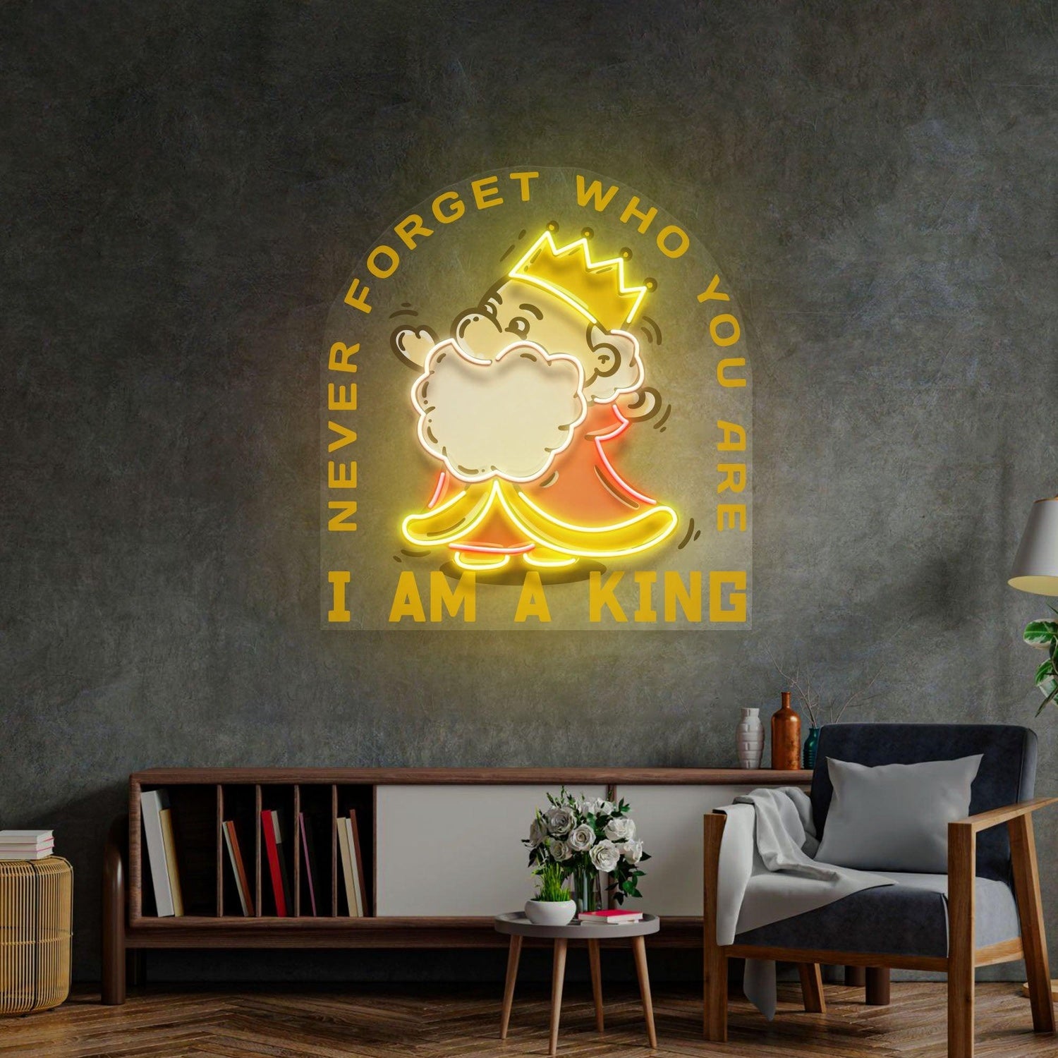 Cute King Cartoon Uv Printed Led Neon Sign With Crown For Home Decor | Shineneon