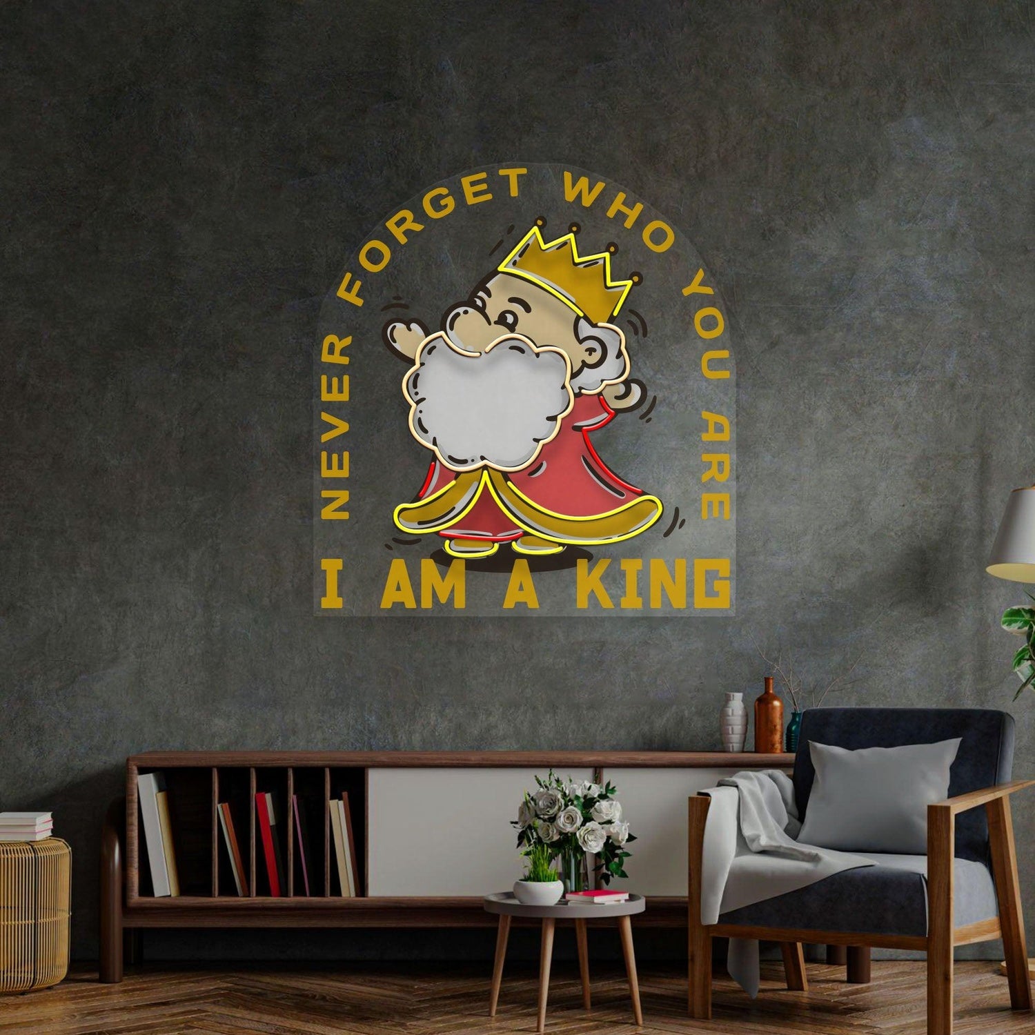 Cute King Cartoon Uv Printed Led Neon Sign With Crown For Home Decor | Shineneon