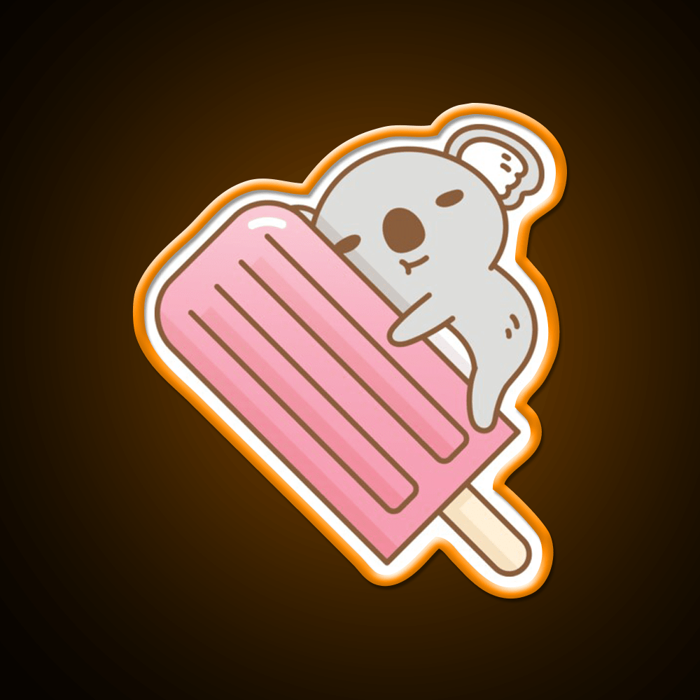 Cute Koala And Pink Ice Pop Snack Food Led Neon Sign Rgb Color - Shineneon
