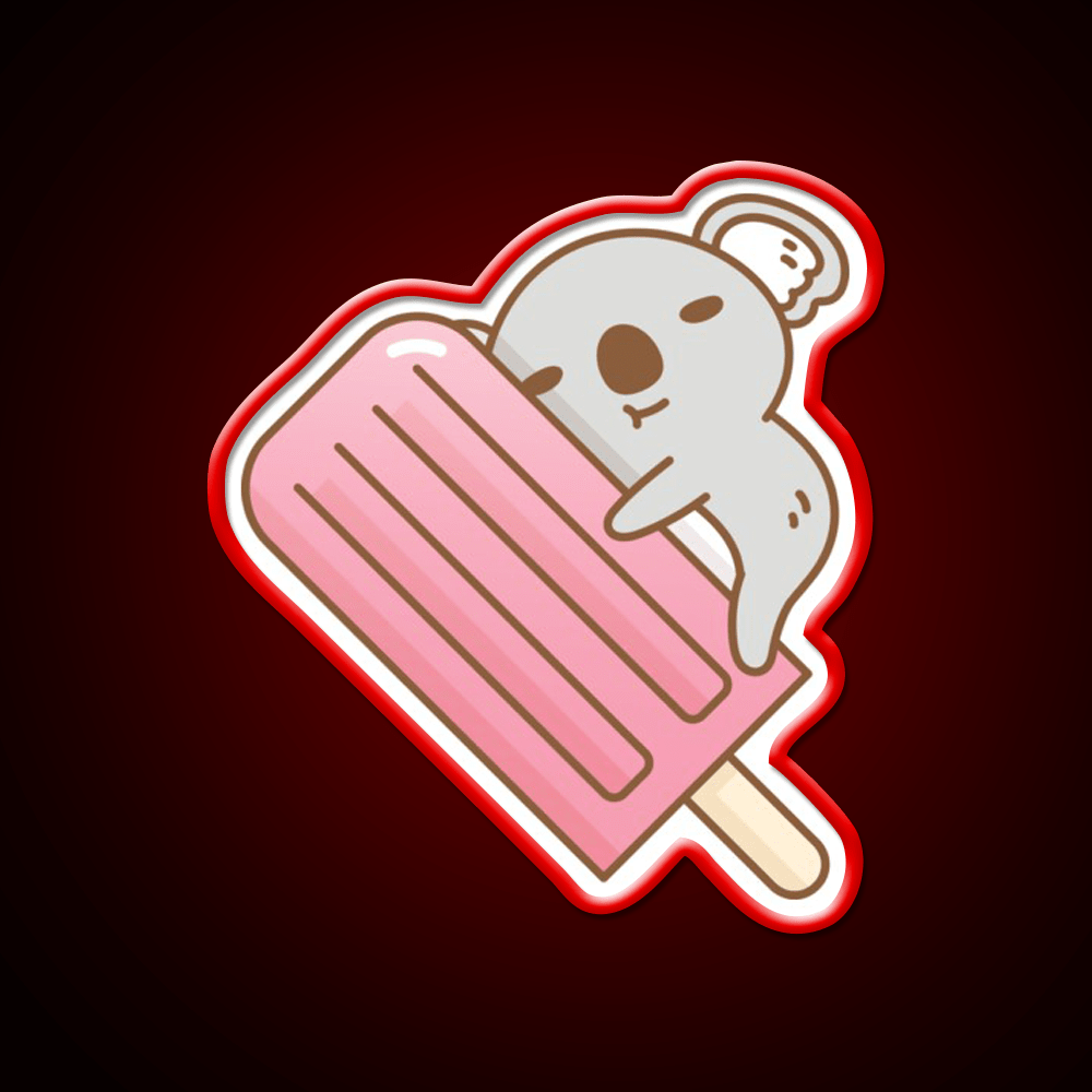 Cute Koala And Pink Ice Pop Snack Food Led Neon Sign Rgb Color - Shineneon