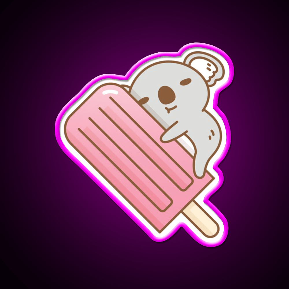 Cute Koala And Pink Ice Pop Snack Food Led Neon Sign Rgb Color - Shineneon