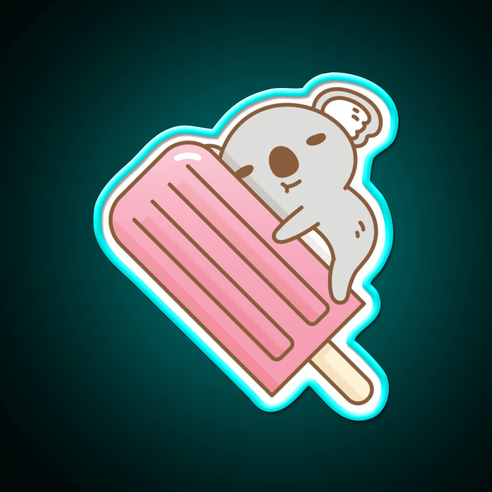 Cute Koala And Pink Ice Pop Snack Food Led Neon Sign Rgb Color - Shineneon
