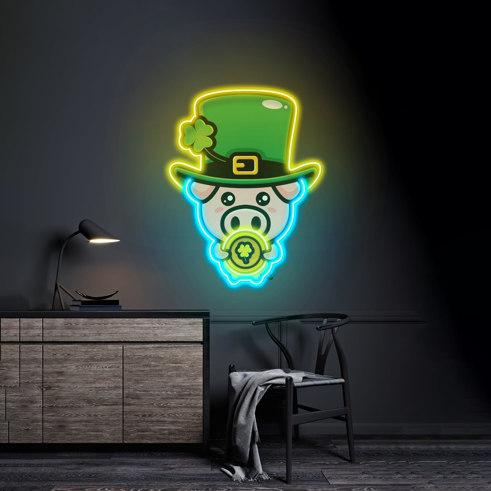 Cute Leprechaun Pig Saint Patrick Day Led Signs - Shineneon
