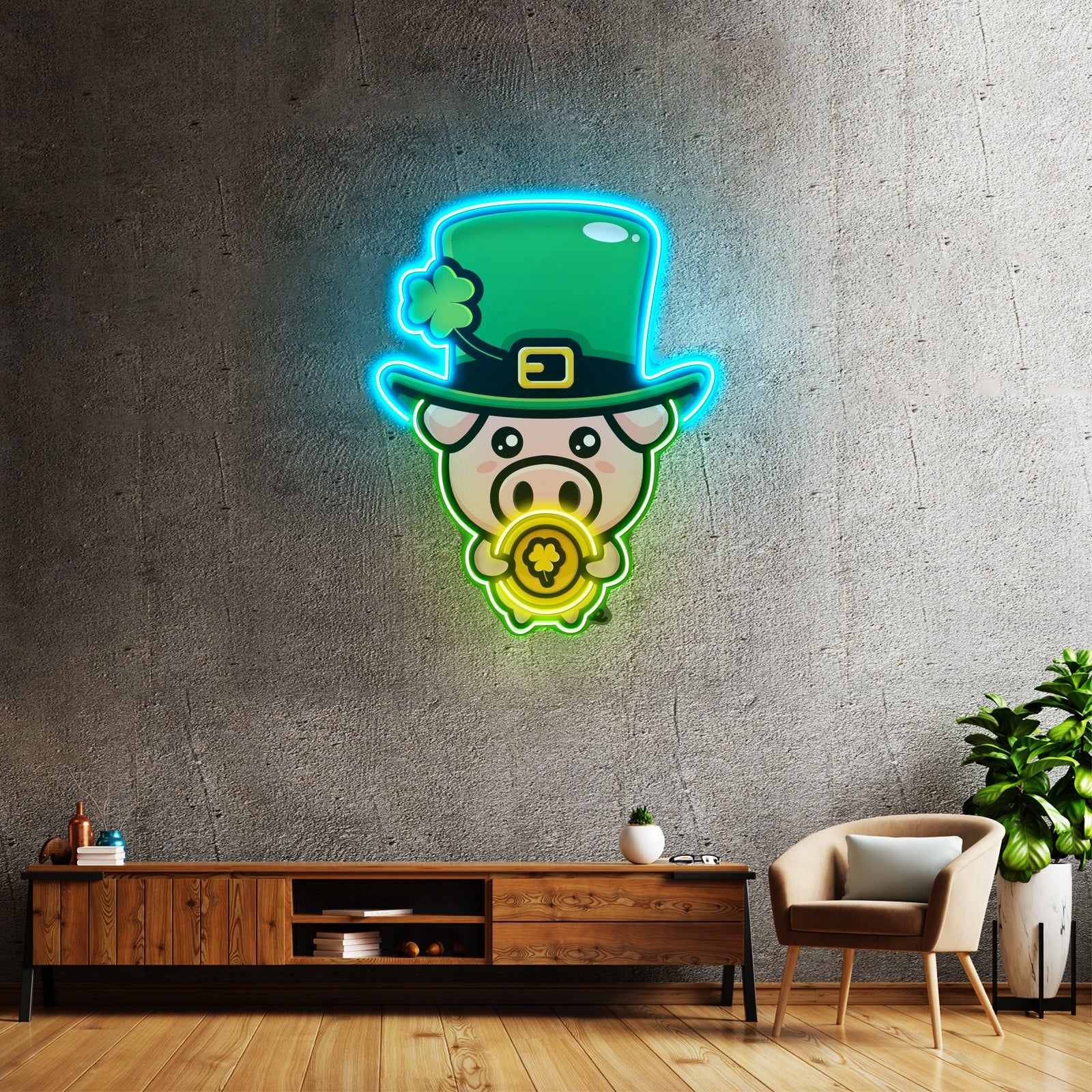 Cute Leprechaun Pig Saint Patrick Day Led Signs - Shineneon