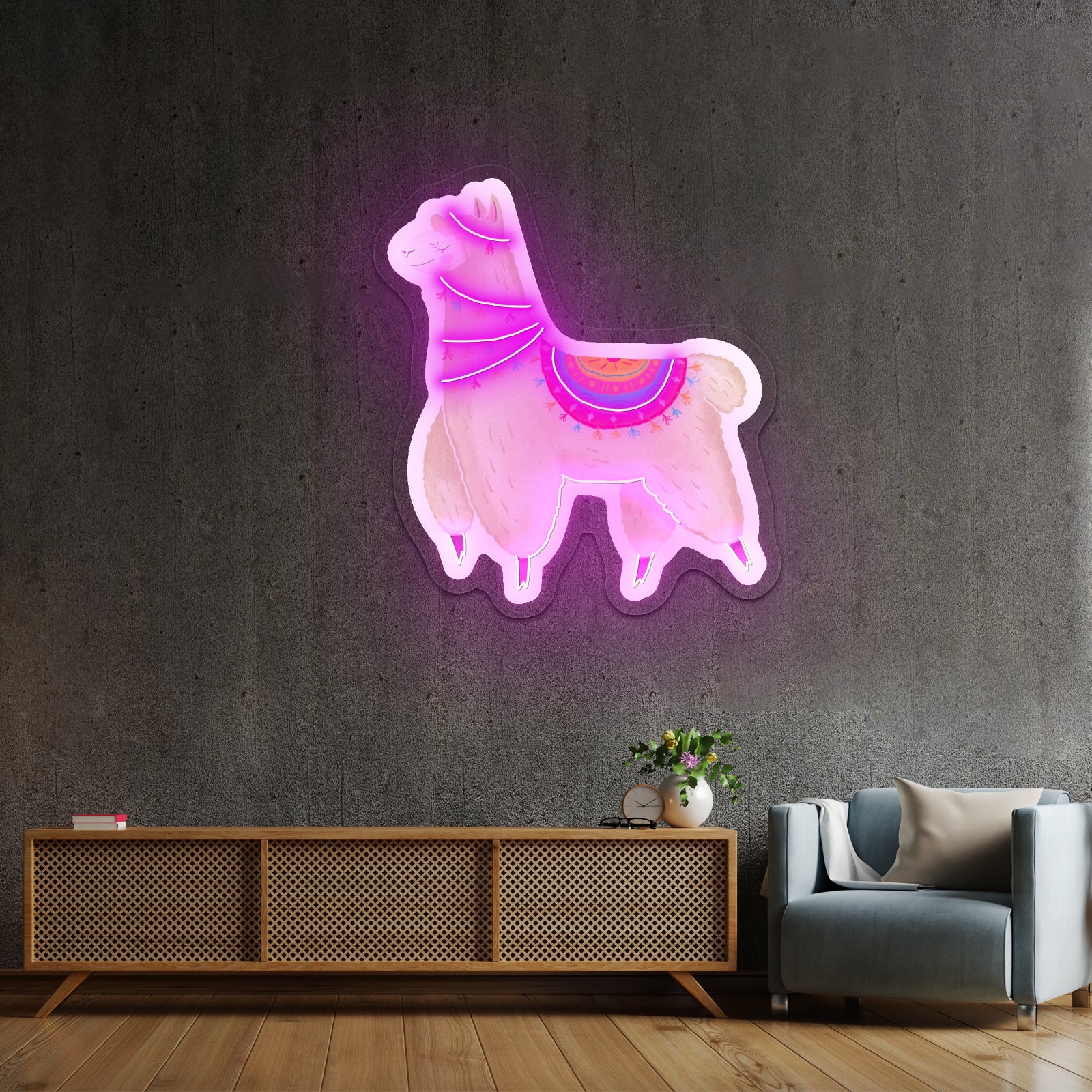 Cute Llama Neon Signs For Kids Room