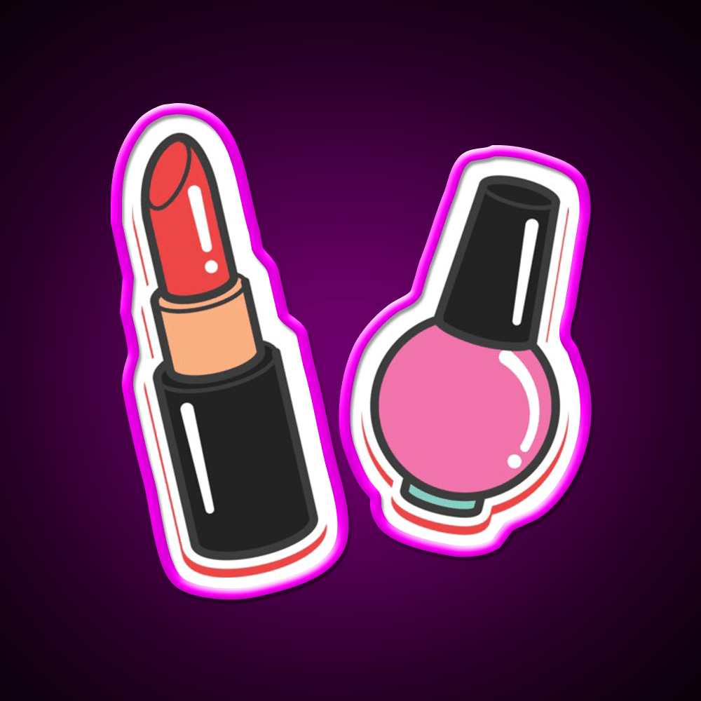 Cute Makeup Illustration Nail Salon Led Neon Sign Rgb Color - Shineneon