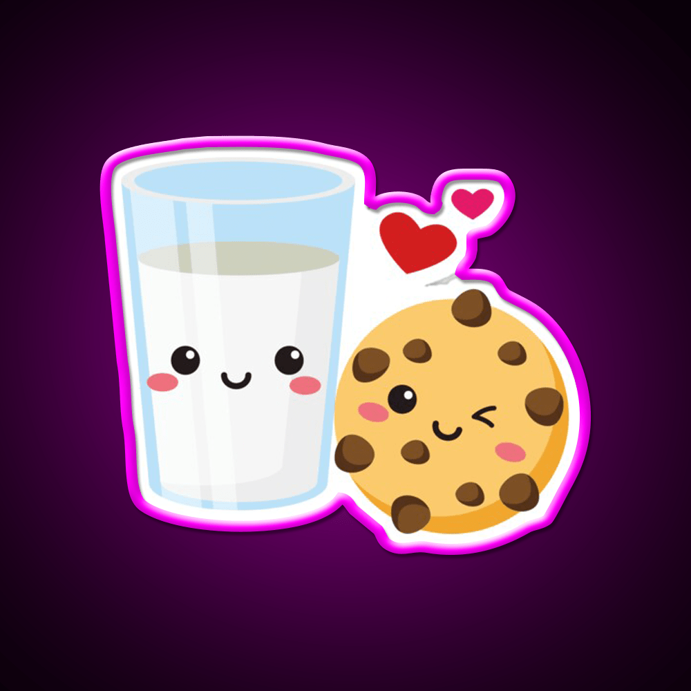 Cute Milk Cookie Chocolate Chip Snack Food Led Neon Sign Rgb Color - Shineneon