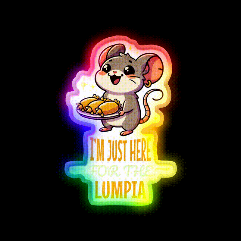 Cute Mouse Snack Lover Snack Food Led Neon Sign Rgb Color - LED neon sign close-up detail