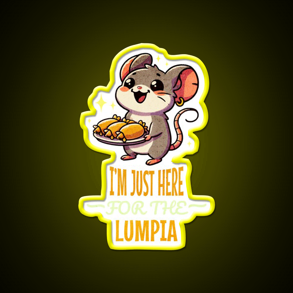 Cute Mouse Snack Lover Snack Food Led Neon Sign Rgb Color - Custom LED neon sign front view