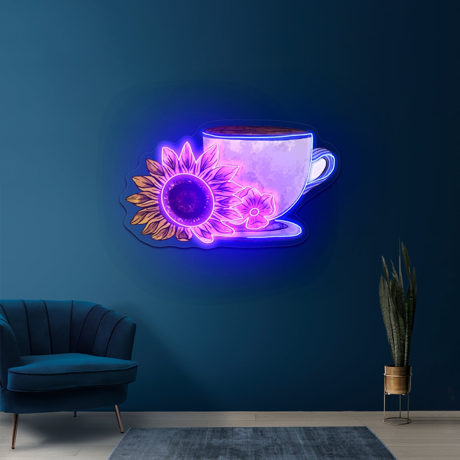 Cute Mug And Sunflower Coffee Neon Signs - Shineneon
