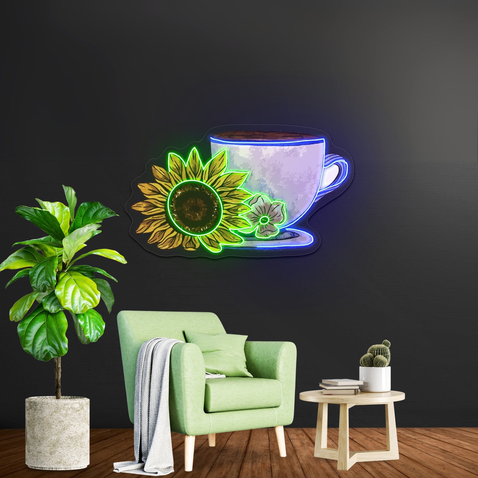 Cute Mug And Sunflower Coffee Neon Signs - Shineneon