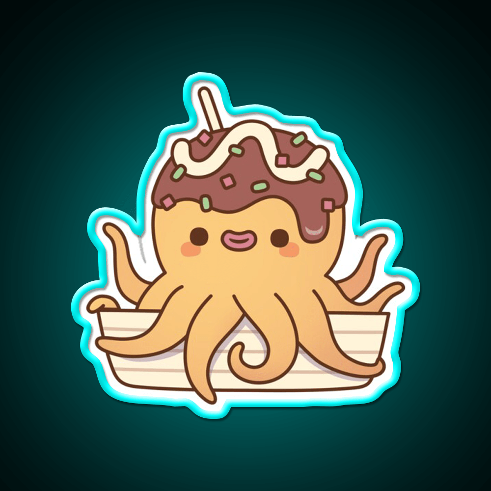 Cute Octopus Japanese Takoyaki Snack Food Led Neon Sign Rgb Color - Shineneon