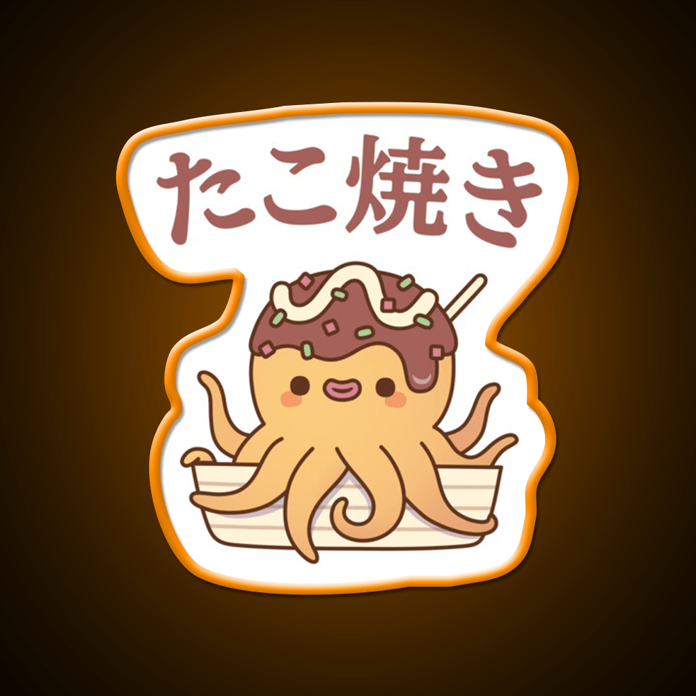 Cute Octopus Japanese Takoyaki Snack Food Snack Food Led Neon Sign Rgb Color - Shineneon