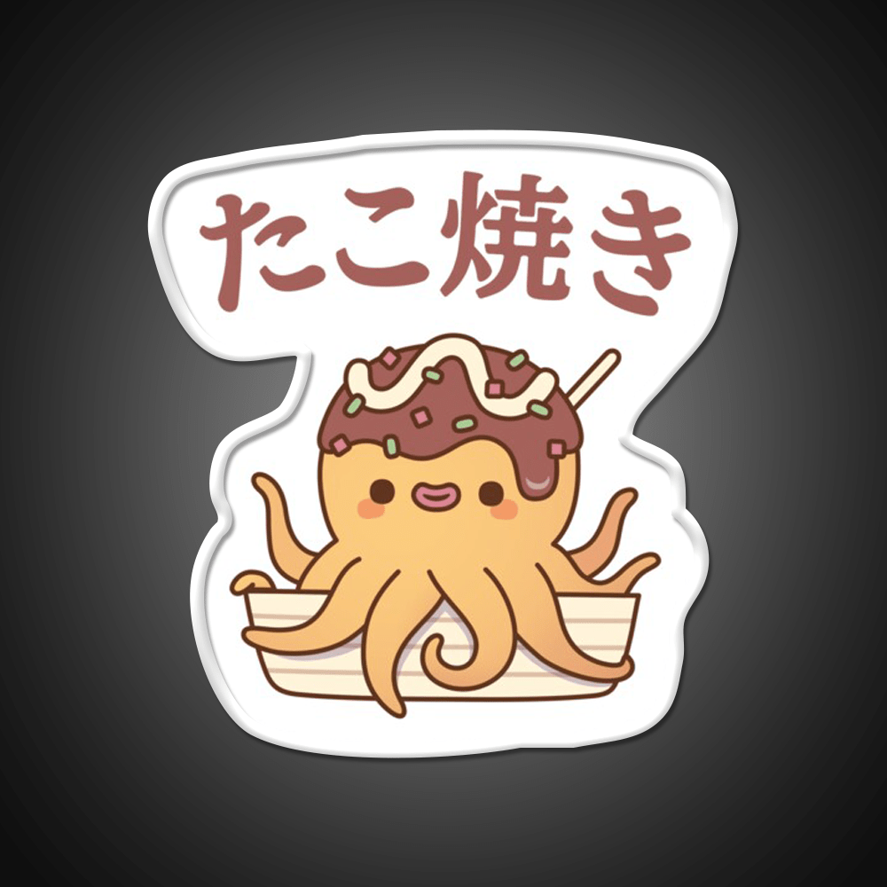 Cute Octopus Japanese Takoyaki Snack Food Snack Food Led Neon Sign Rgb Color - Shineneon
