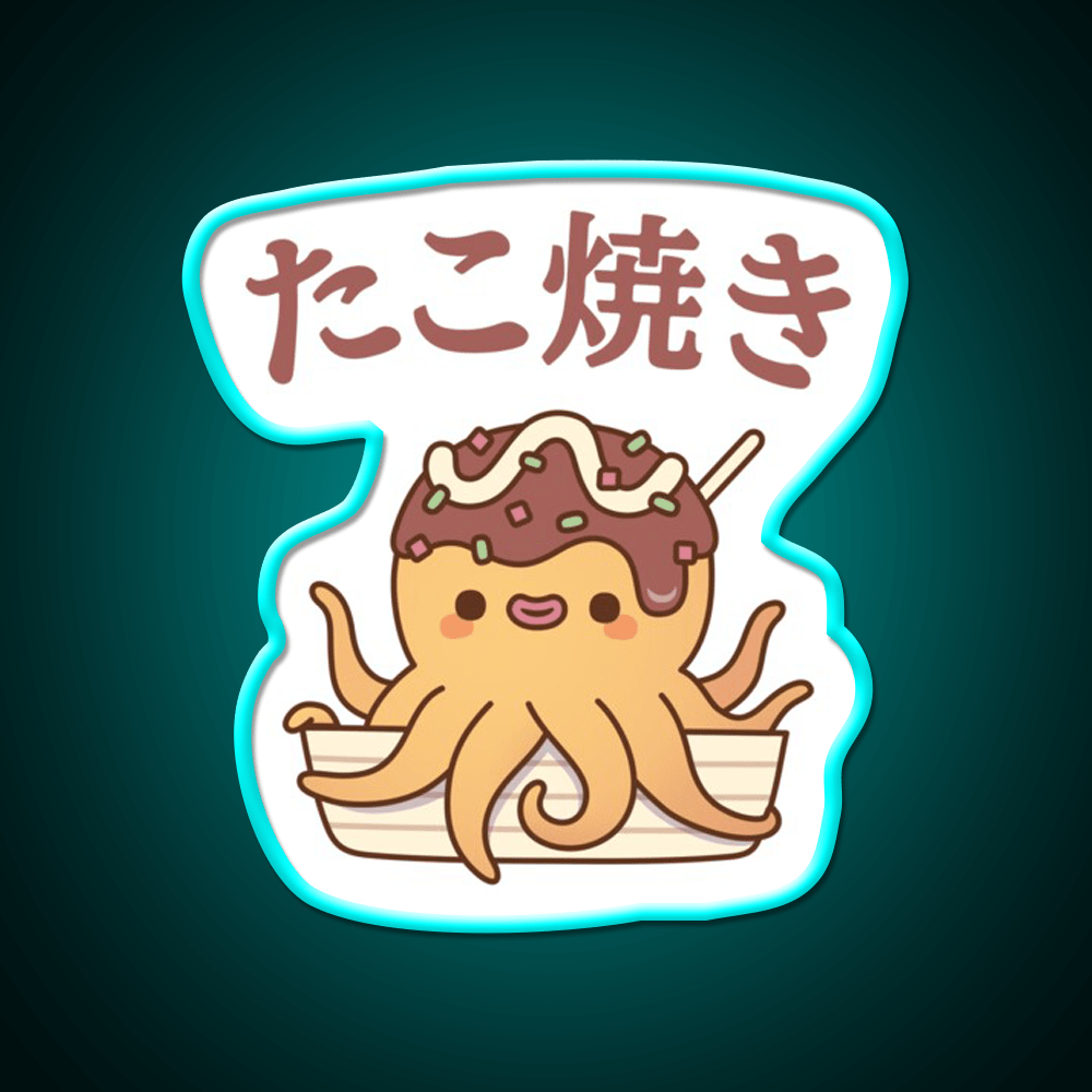Cute Octopus Japanese Takoyaki Snack Food Snack Food Led Neon Sign Rgb Color - Shineneon