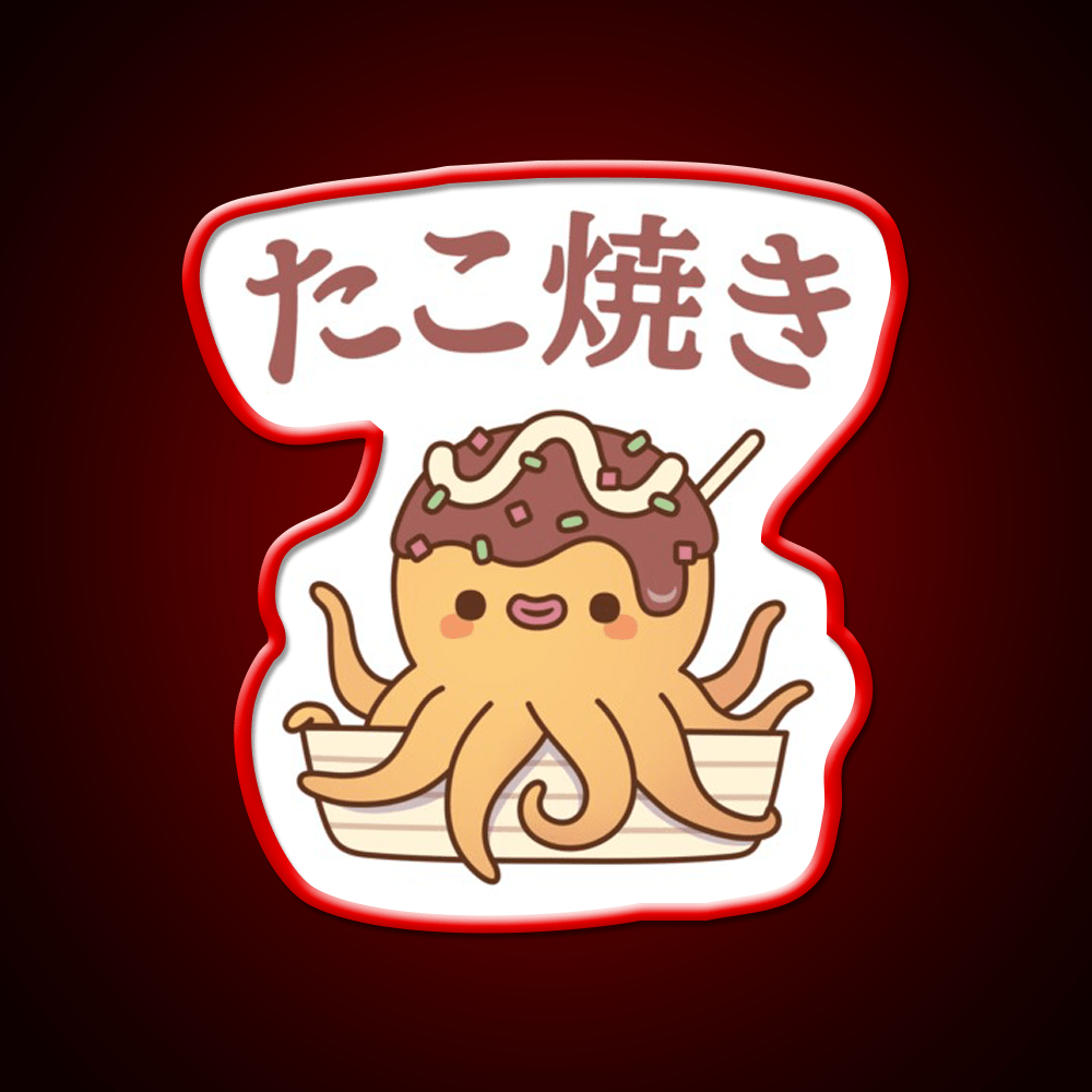 Cute Octopus Japanese Takoyaki Snack Food Snack Food Led Neon Sign Rgb Color - Shineneon