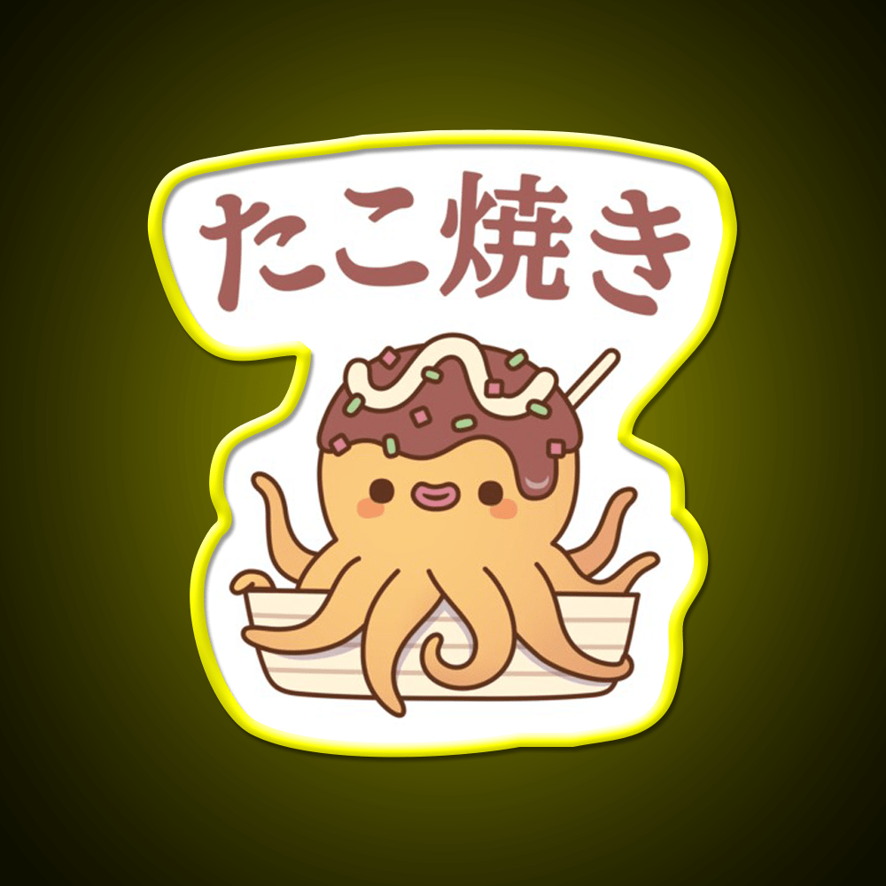 Cute Octopus Japanese Takoyaki Snack Food Snack Food Led Neon Sign Rgb Color - Shineneon