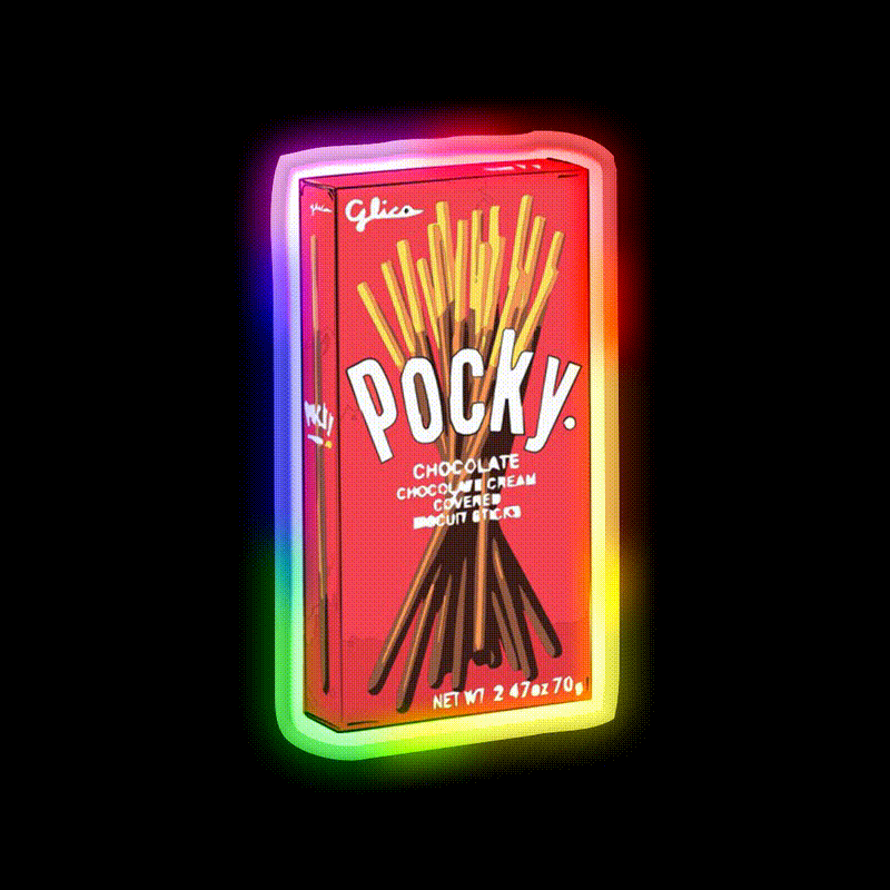 Cute Original Pocky Glico Snack Food Led Neon Sign Rgb Color - LED neon sign close-up detail