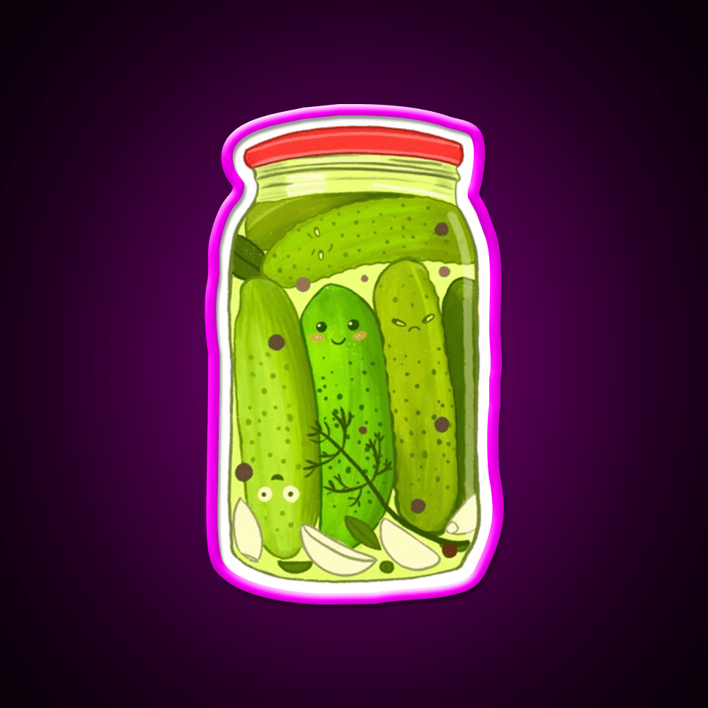 Cute Pickle Jar Snack Food Led Neon Sign Rgb Color - Shineneon