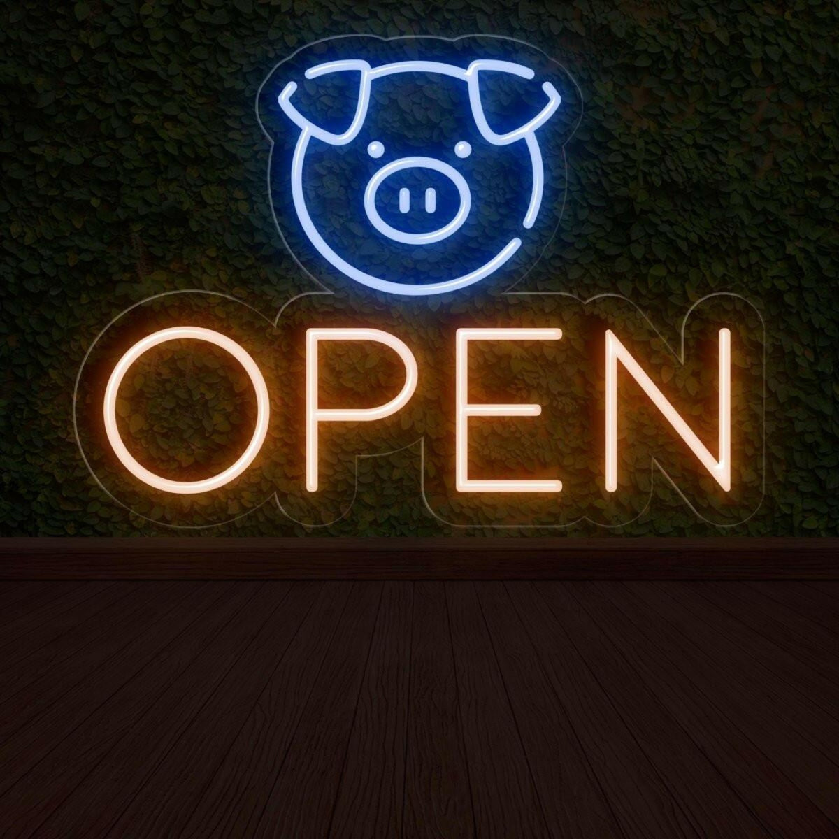 Cute Pig Face Open Sign Led Neon Light For Shop Store Decor | Shineneon