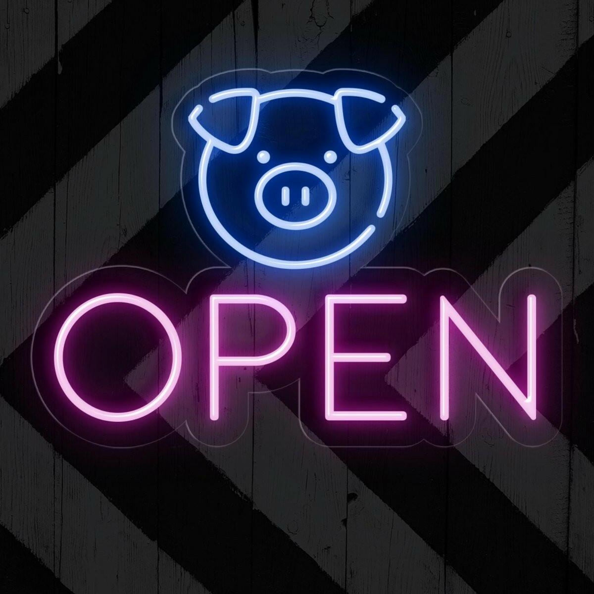 Cute Pig Face Open Sign Led Neon Light For Shop Store Decor | Shineneon